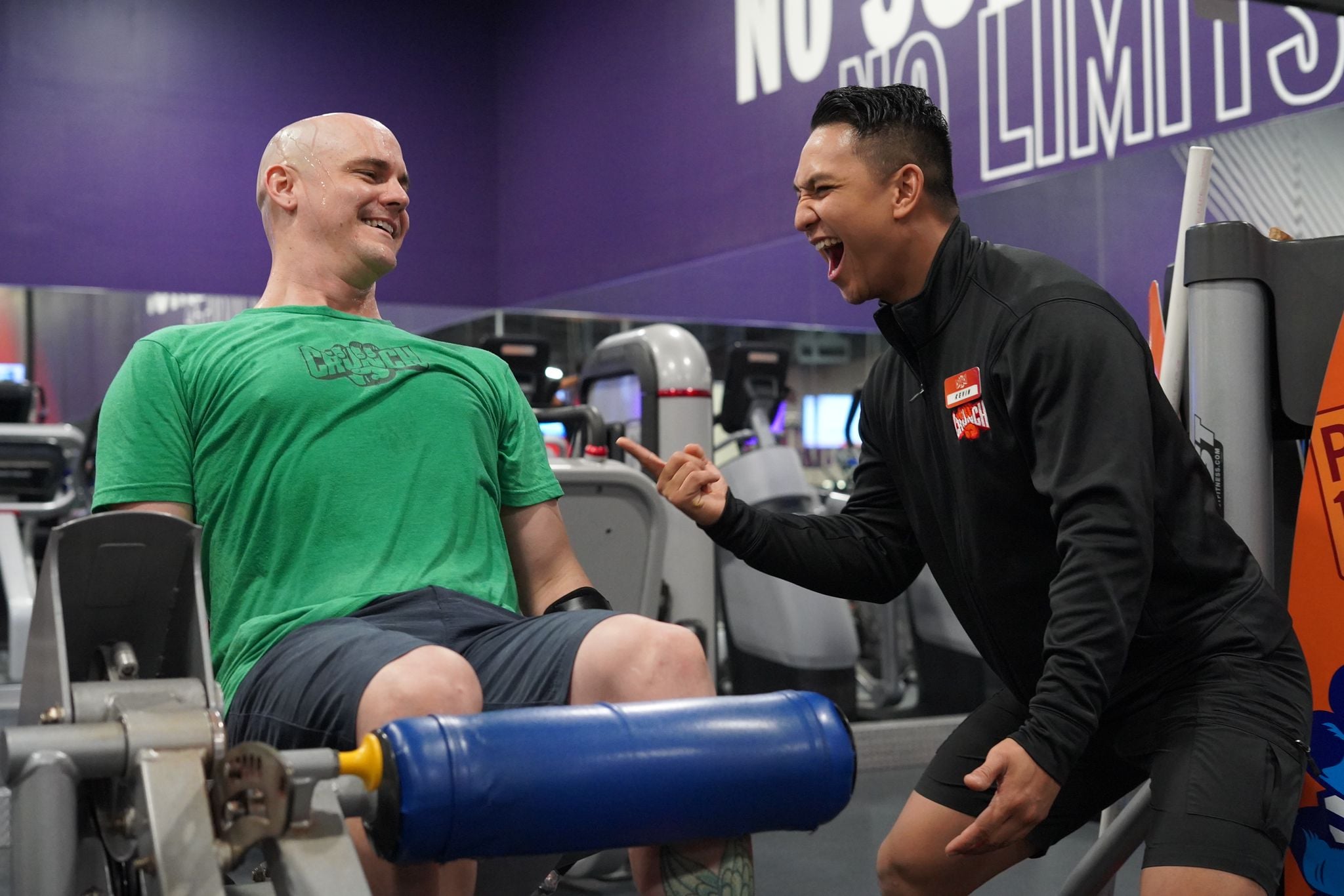 Kevin encouraging a client in the gym